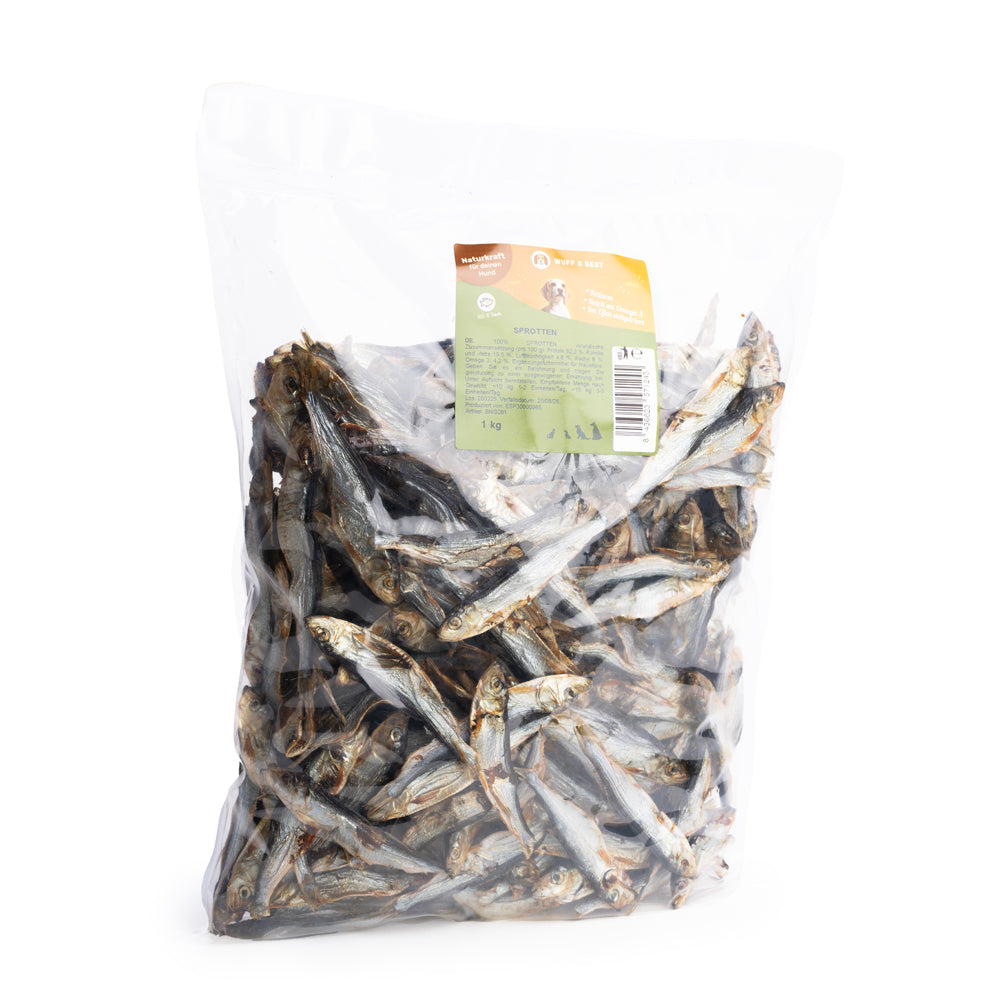 Getrocknete Sprotten für Hunde (70g oder 1.000g)