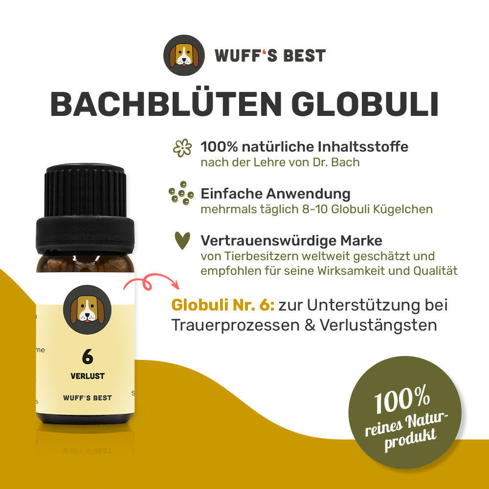 Bachblüten für Hunde: Globuli Verlust (Nr.6), 10 Gramm
