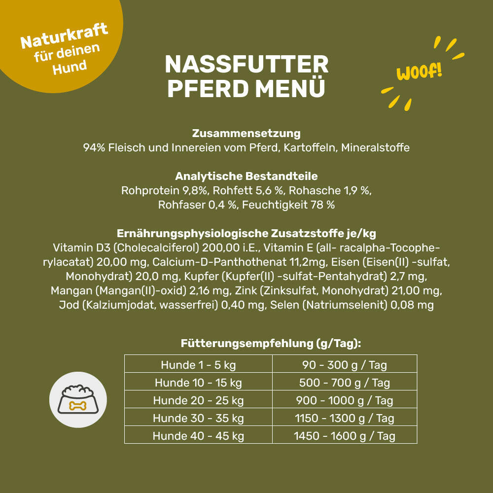 Nassfutter Pferd Menü - Inhaltsstoffe & Fütterungsempfehlung