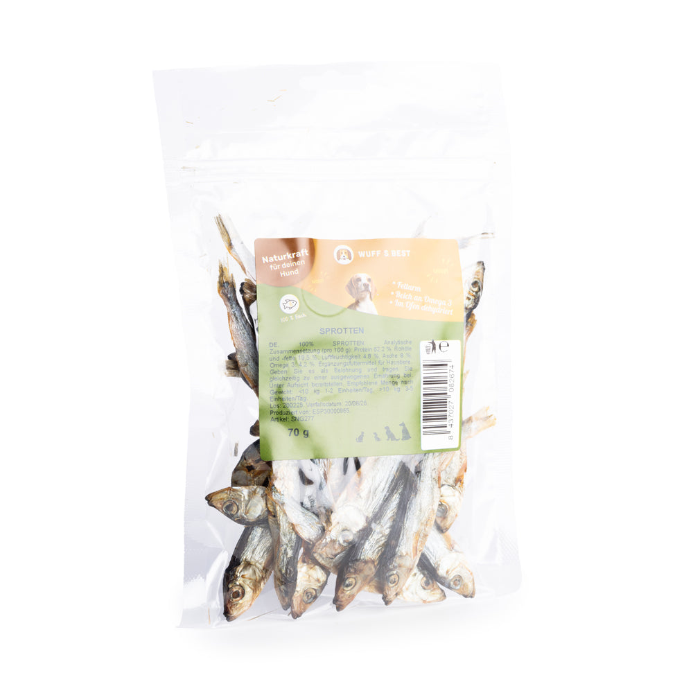 Getrocknete Sprotten für Hunde (70g oder 1.000g)