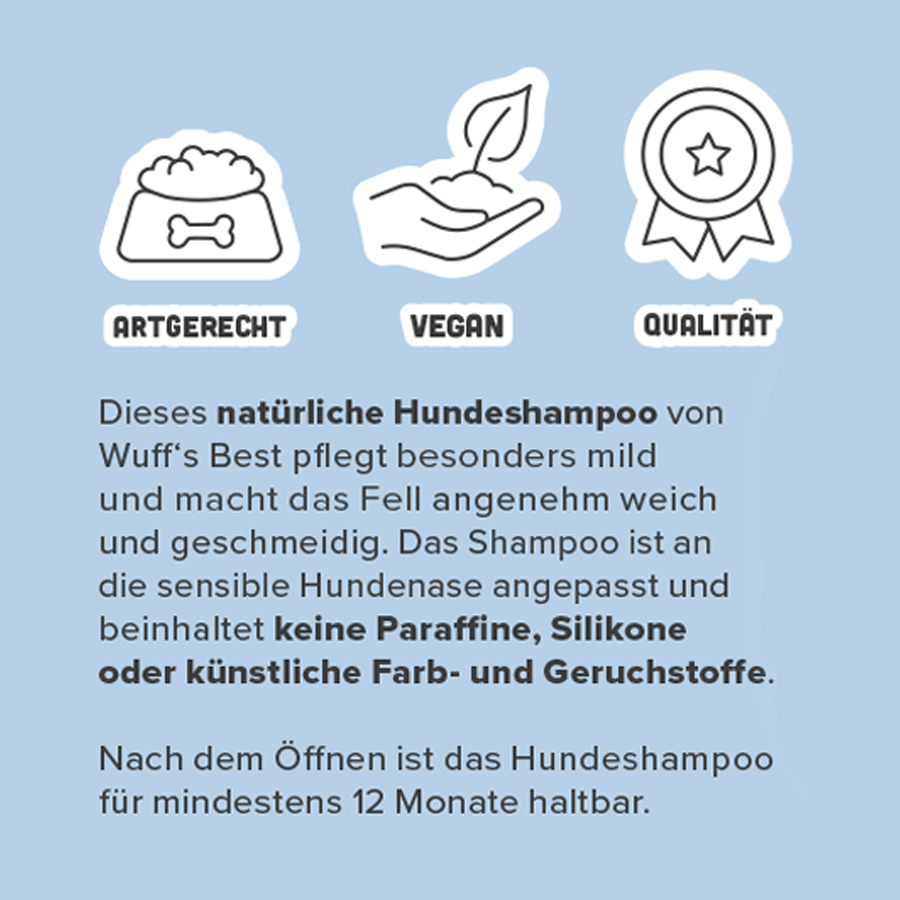 Artgerechtes Hundeshampoo mit veganen Inhaltsstoffen